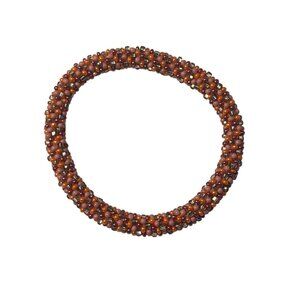 Sashka Bracelet Handmade Bohemian Chic Crochet Beaded Roll-On Red Orange Gold